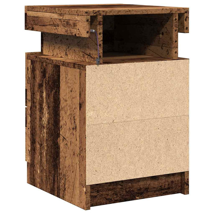 Noptieră cu LED, lemn învechit, 35x39x55 cm, lemn prelucrat - WALTI WALTI