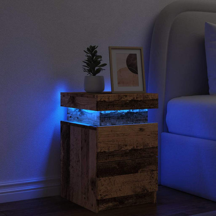 Noptieră cu LED, lemn învechit, 35x39x55 cm, lemn prelucrat - WALTI WALTI