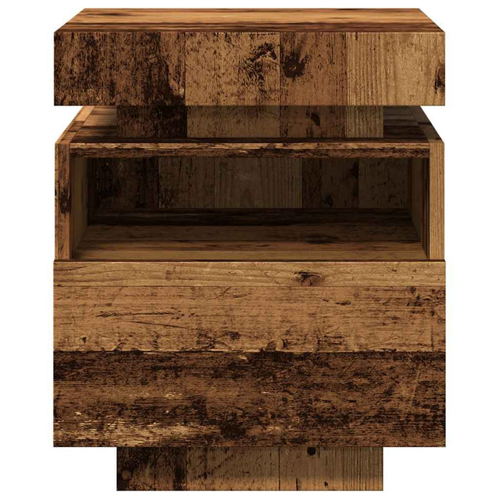Noptieră cu lumini LED, lemn vechi, 40x39x48,5 cm - WALTI WALTI