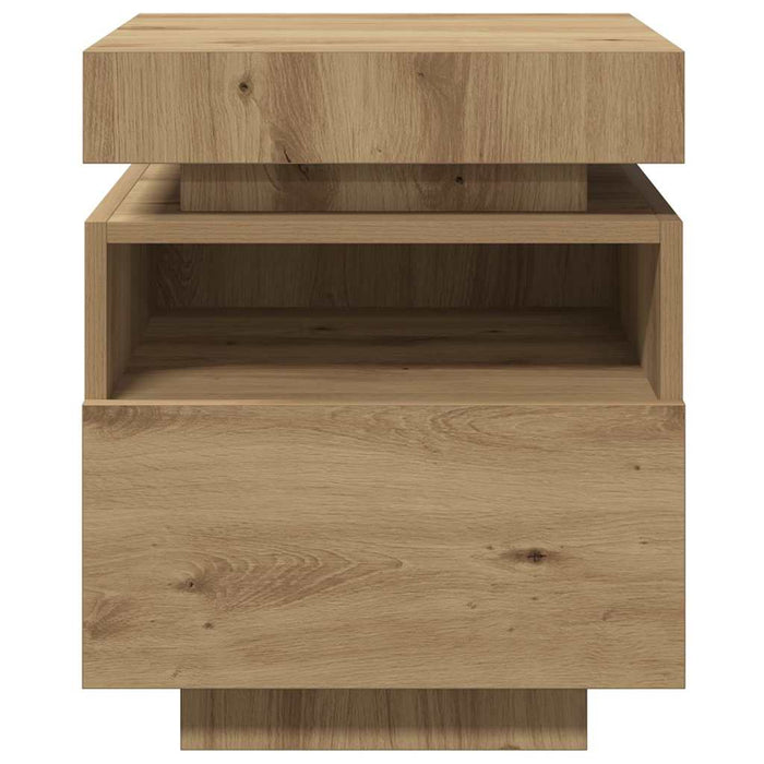 Noptieră cu lumini LED, stejar artizanal, 40x39x48,5 cm - WALTI WALTI