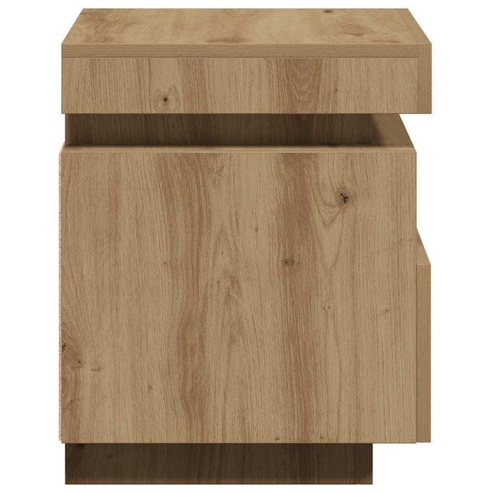 Noptieră cu lumini LED, stejar artizanal, 40x39x48,5 cm - WALTI WALTI