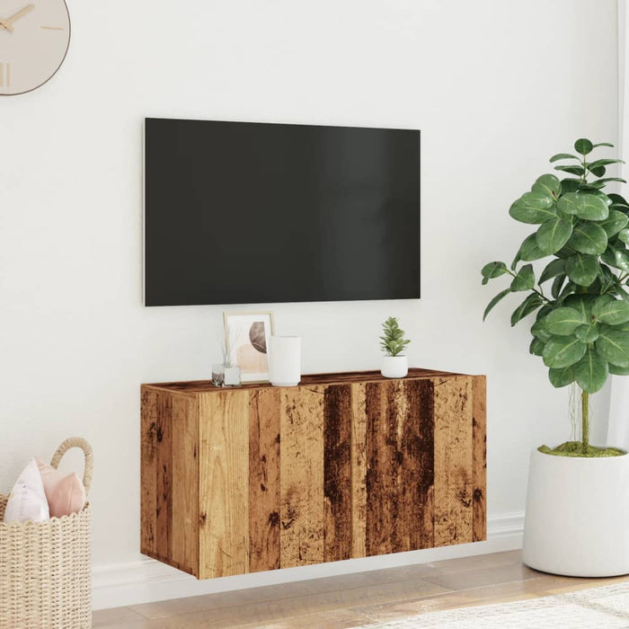 Comodă TV de perete, lemn vechi, 80x30x41 cm - WALTI WALTI
