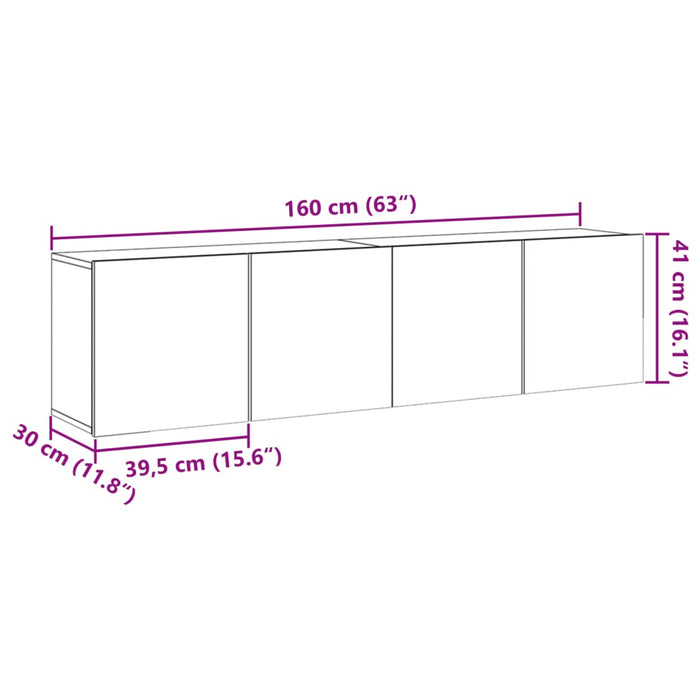 Comodă TV de perete, 2 buc. lemn vechi, 80x30x41 cm - WALTI WALTI