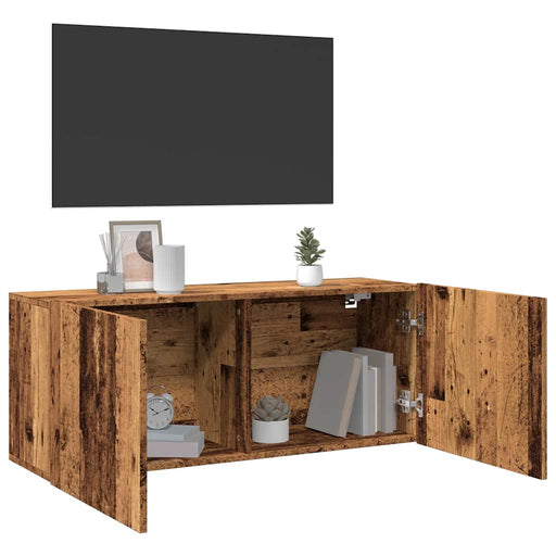 Comodă TV de perete, lemn vechi, 100x30x41 cm - WALTI WALTI
