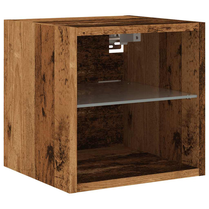 Comodă TV de perete cu lumini LED, lemn vechi, 30x28,5x30 cm - WALTI WALTI