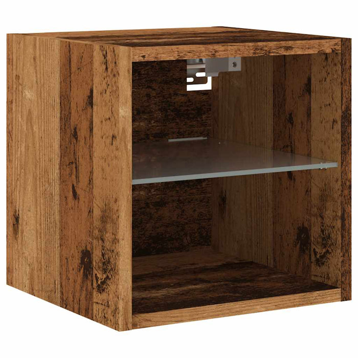 Comode TV perete cu lumini LED 2 buc. lemn vechi 30x28,5x30 cm - WALTI WALTI
