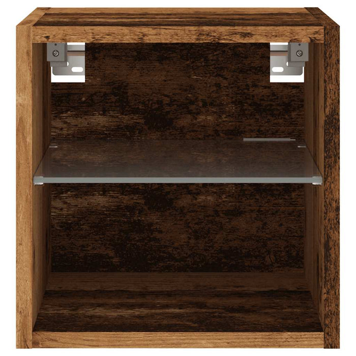 Comode TV perete cu lumini LED 2 buc. lemn vechi 30x28,5x30 cm - WALTI WALTI