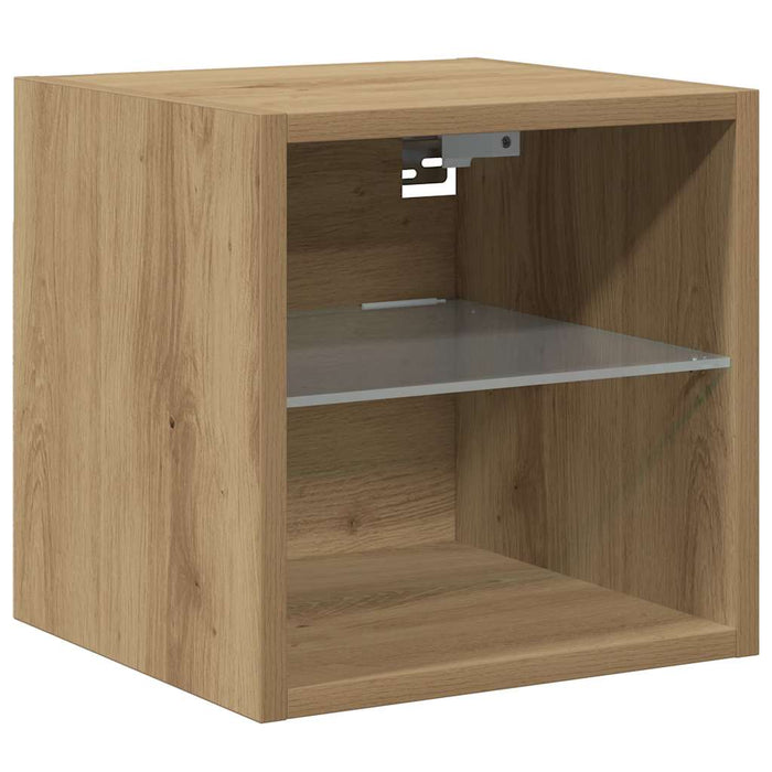 Comodă TV de perete cu lumini LED Stejar artizanal 30x28,5x30cm - WALTI WALTI
