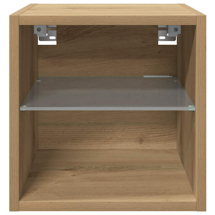Comodă TV de perete cu lumini LED Stejar artizanal 30x28,5x30cm - WALTI WALTI