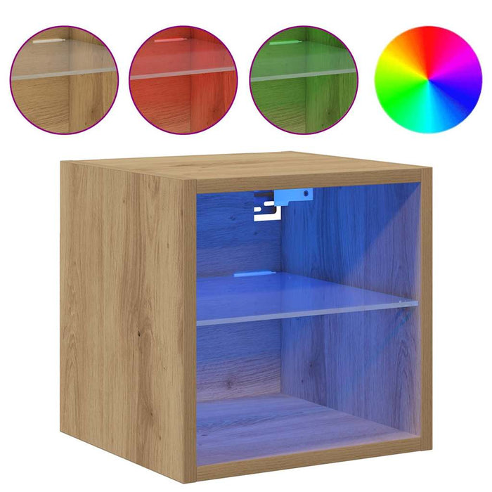 Comode TV cu lumini LED, 2 buc. Stejar artizanal 30x28,5x30 cm - WALTI WALTI