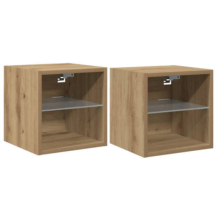Comode TV cu lumini LED, 2 buc. Stejar artizanal 30x28,5x30 cm - WALTI WALTI