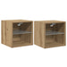 Comode TV cu lumini LED, 2 buc. Stejar artizanal 30x28,5x30 cm - WALTI WALTI