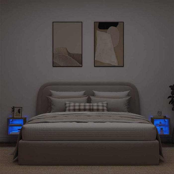 Comode TV cu lumini LED, 2 buc. Stejar artizanal 30x28,5x30 cm - WALTI WALTI