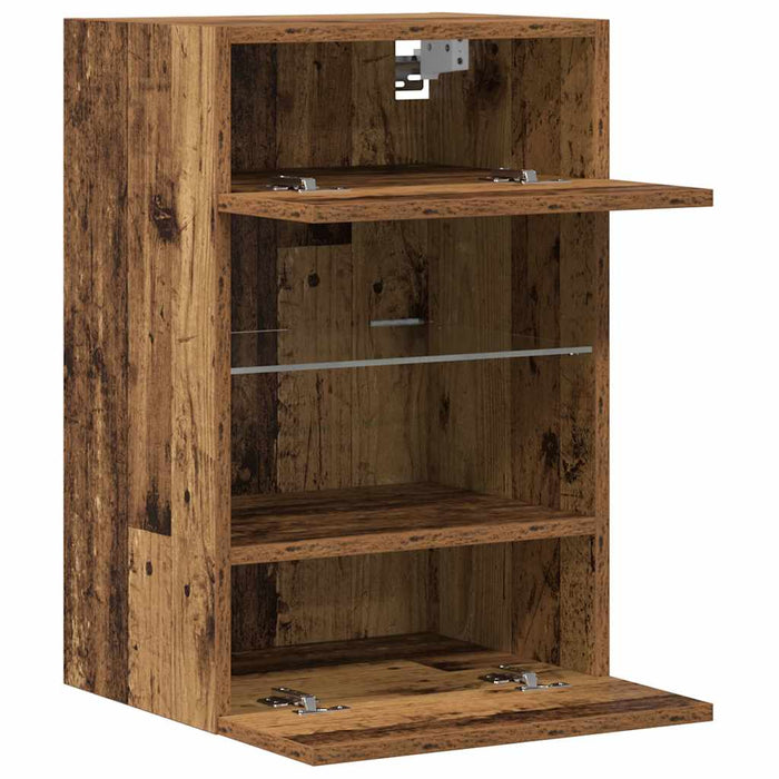 Comode de perete cu lumini LED pentru TV 2 buc. lemn vechi 40x30x60,5 cm - WALTI WALTI