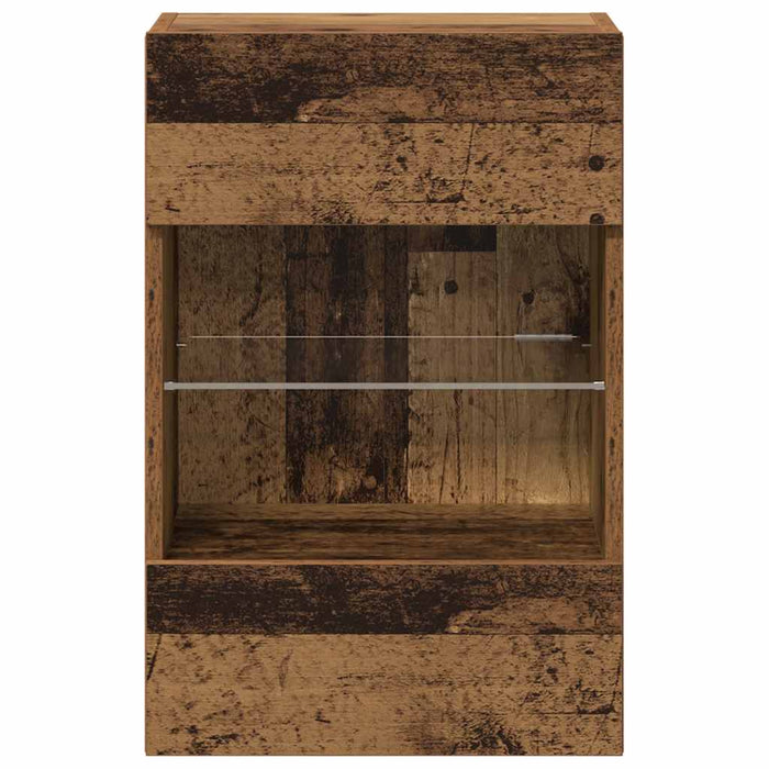Comode de perete cu lumini LED pentru TV 2 buc. lemn vechi 40x30x60,5 cm - WALTI WALTI
