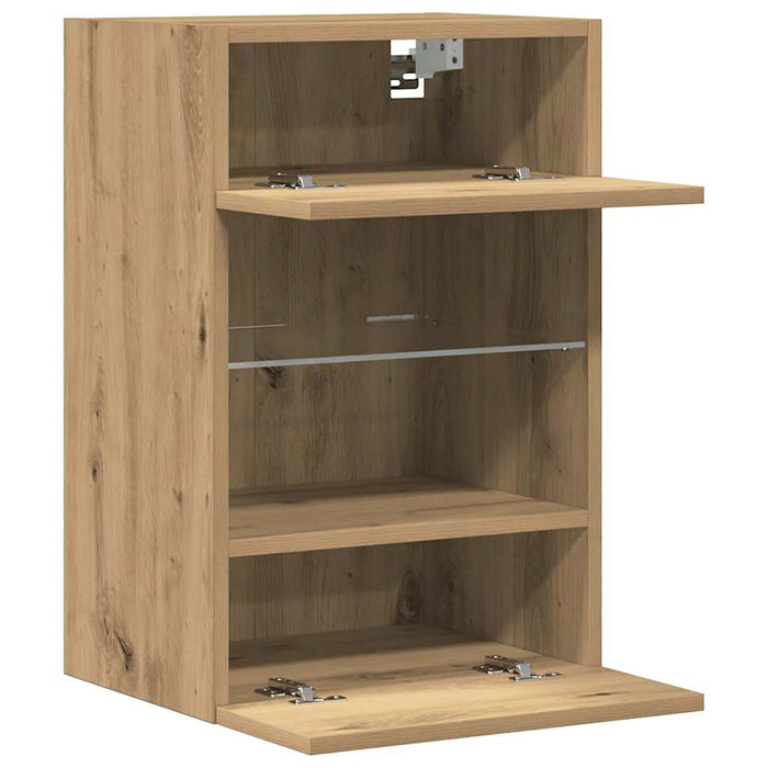 Comode de perete cu lumini LED pentru TV, 2 buc. Stejar artizanal 40x30x60,5 cm - WALTI WALTI