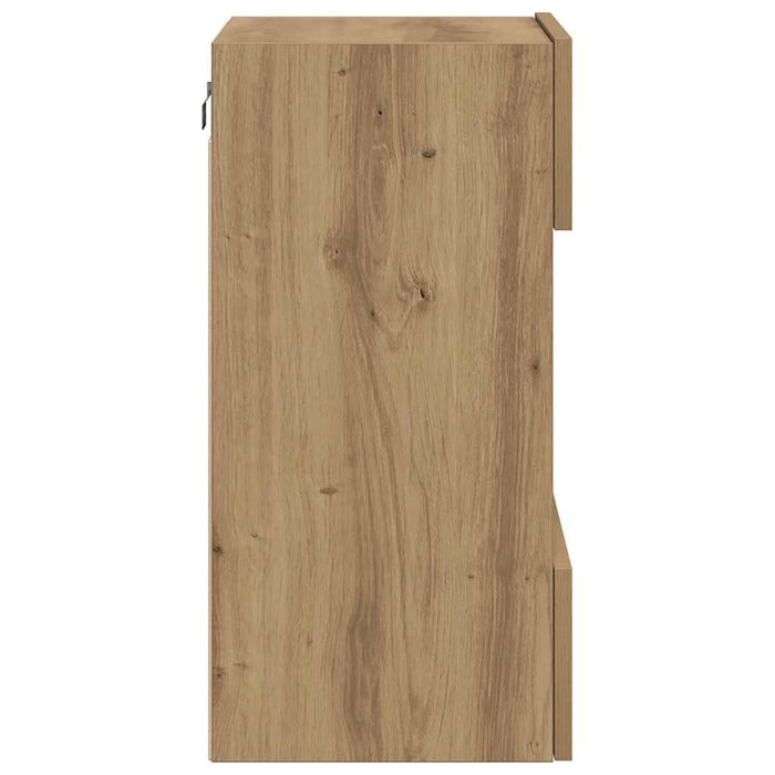 Comode de perete cu lumini LED pentru TV, 2 buc. Stejar artizanal 40x30x60,5 cm - WALTI WALTI