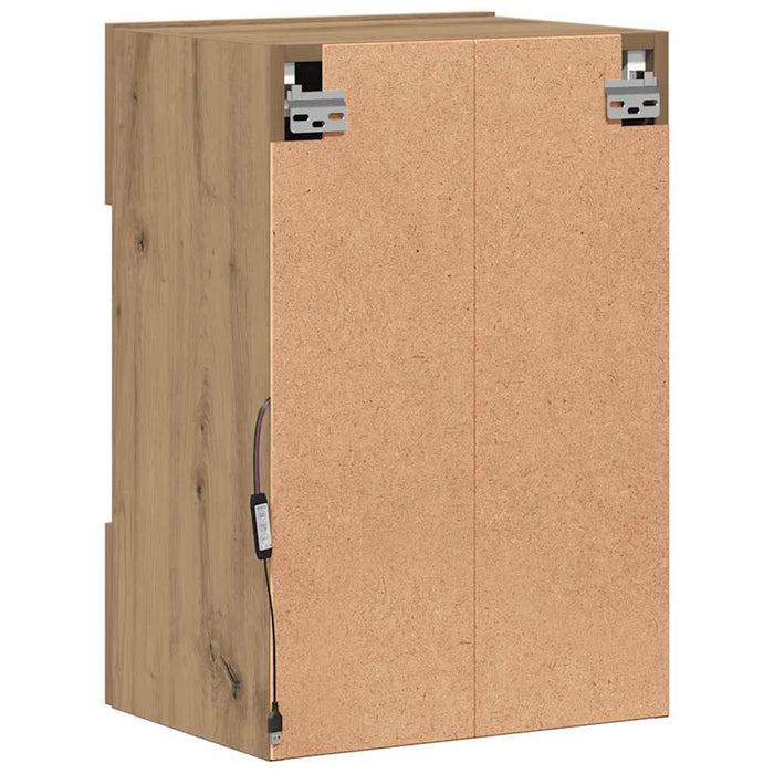 Comode de perete cu lumini LED pentru TV, 2 buc. Stejar artizanal 40x30x60,5 cm - WALTI WALTI