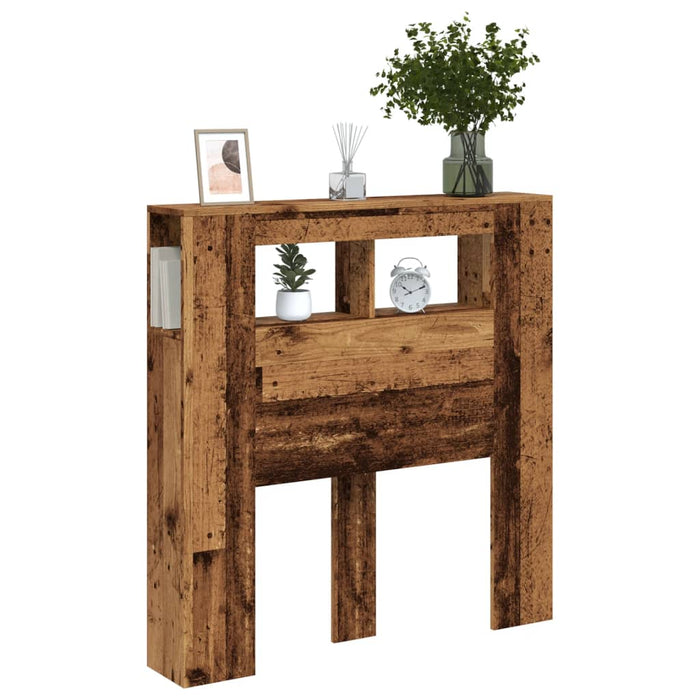 Tăblie pat cu LED lemn vechi 100x18,5x103,5 cm lemn prelucrat - WALTI WALTI