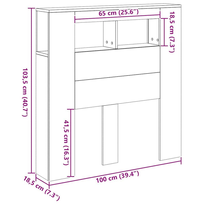 Tăblie de pat cu LED, stejar artizanal, 100x18,5x103,5 cm, lemn - WALTI WALTI