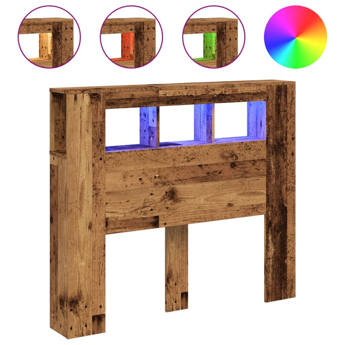 Tăblie pat cu LED lemn vechi 120x18,5x103,5 cm lemn prelucrat - WALTI WALTI