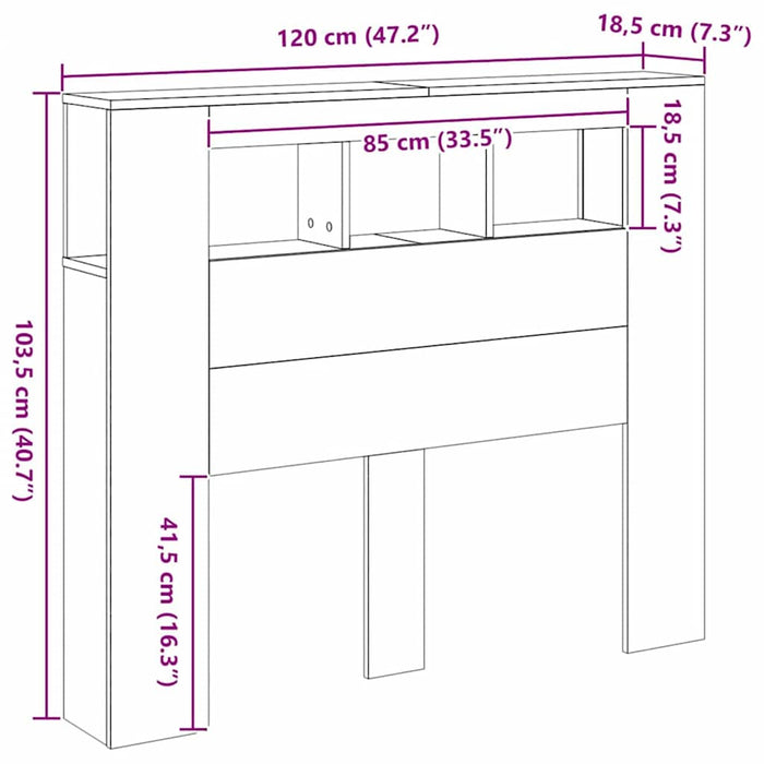 Tăblie de pat cu LED, stejar artizanal, 120x18,5x103,5 cm, lemn - WALTI WALTI