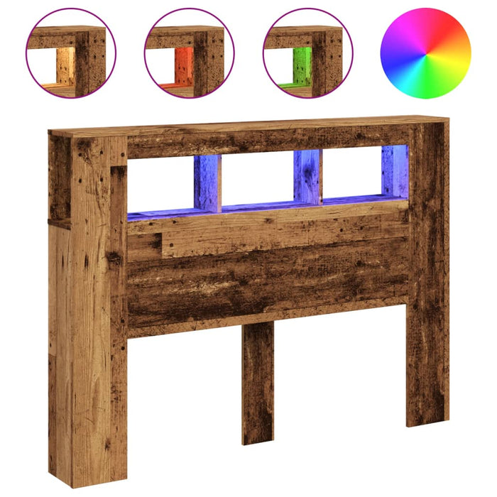 Tăblie pat cu LED lemn vechi 140x18,5x103,5 cm lemn prelucrat - WALTI WALTI