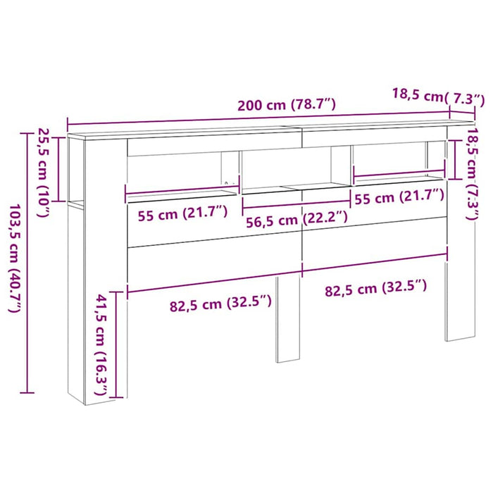Tăblie de pat cu LED, stejar artizanal, 200x18,5x103,5 cm, lemn - WALTI WALTI
