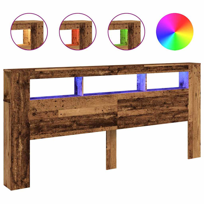 Tăblie pat cu LED lemn vechi 220x18,5x103,5 cm lemn prelucrat - WALTI WALTI