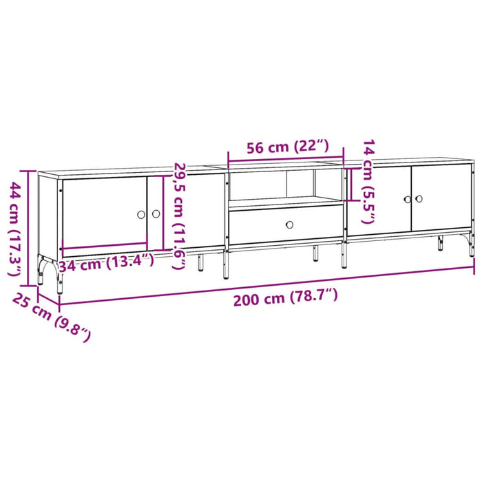 Dulap TV cu sertar stejar artizanal 200x25x44 cm lemn prelucrat - WALTI WALTI