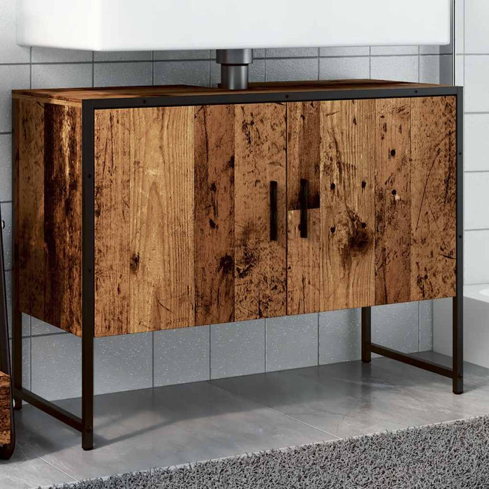 Dulap chiuvetă baie, lemn vechi, 80x33x60 cm, lemn prelucrat - WALTI WALTI