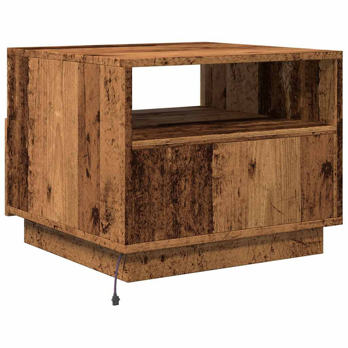 Măsuță de cafea cu lumini LED, lemn vechi, 50x49x40 cm - WALTI WALTI
