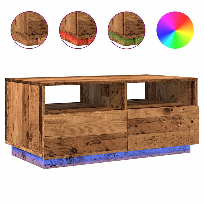 Măsuță de cafea cu lumini LED, lemn vechi, 90x49x40 cm WALTI