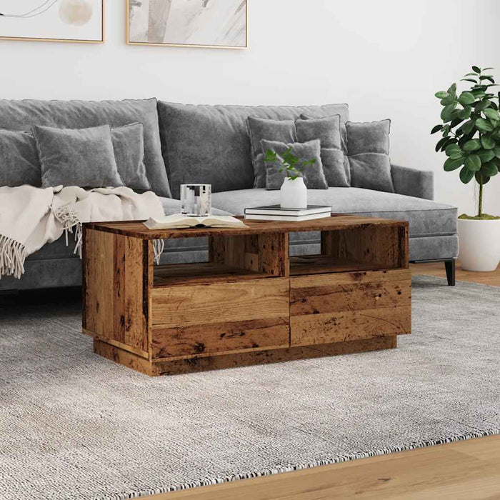 Măsuță de cafea cu lumini LED, lemn vechi, 90x49x40 cm WALTI