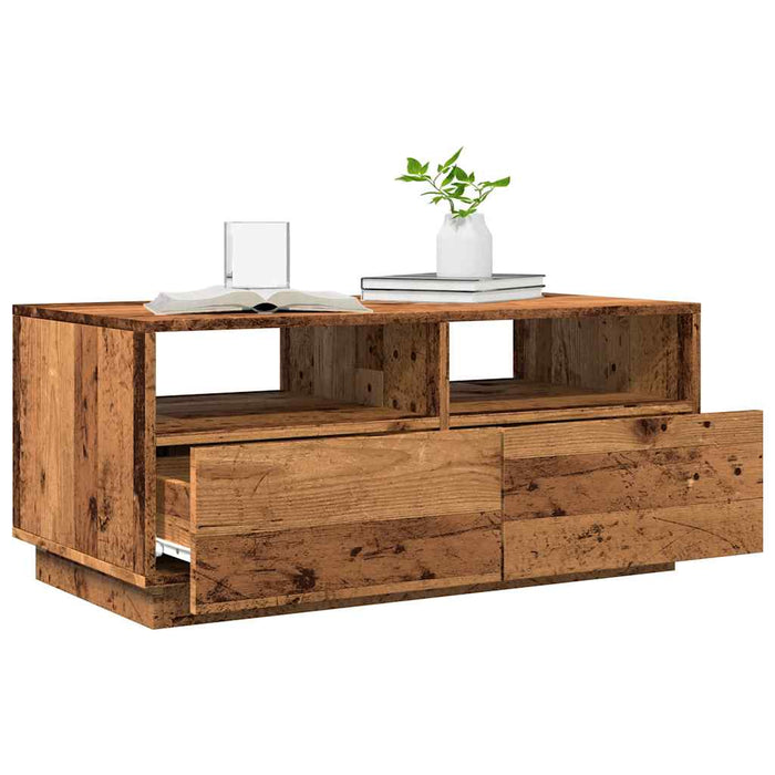 Măsuță de cafea cu lumini LED, lemn vechi, 90x49x40 cm WALTI