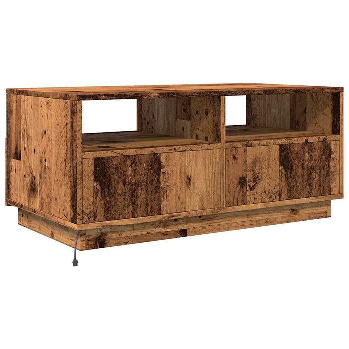 Măsuță de cafea cu lumini LED, lemn vechi, 90x49x40 cm WALTI