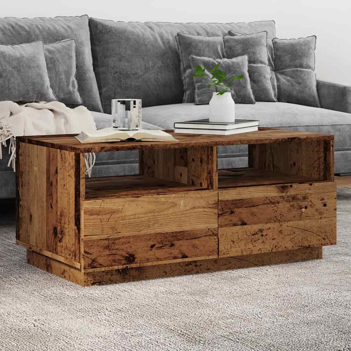 Măsuță de cafea cu lumini LED, lemn vechi, 90x49x40 cm WALTI