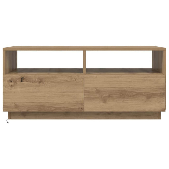 Măsuță de cafea cu lumini LED, stejar artizanal, 90x49x40 cm WALTI