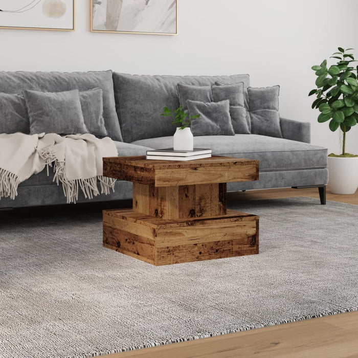 Măsuță de cafea cu lumini LED, lemn vechi, 50x50x40 cm - WALTI WALTI
