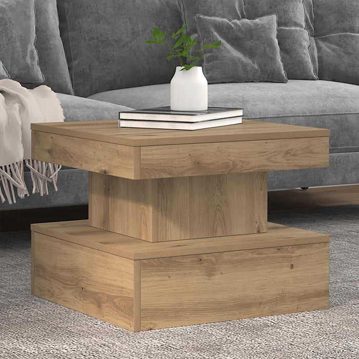 Măsuță de cafea cu lumini LED, stejar artizanal, 50x50x40 cm - WALTI WALTI