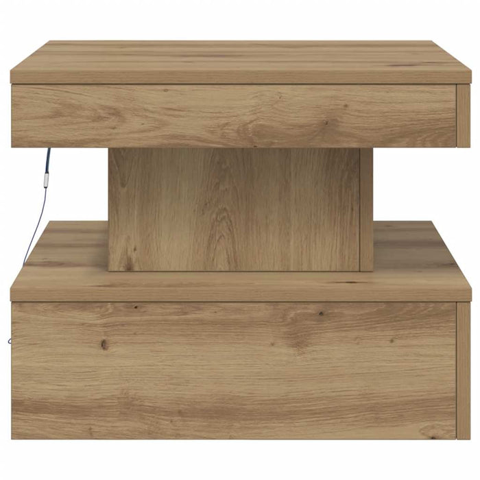 Măsuță de cafea cu lumini LED, stejar artizanal, 50x50x40 cm - WALTI WALTI