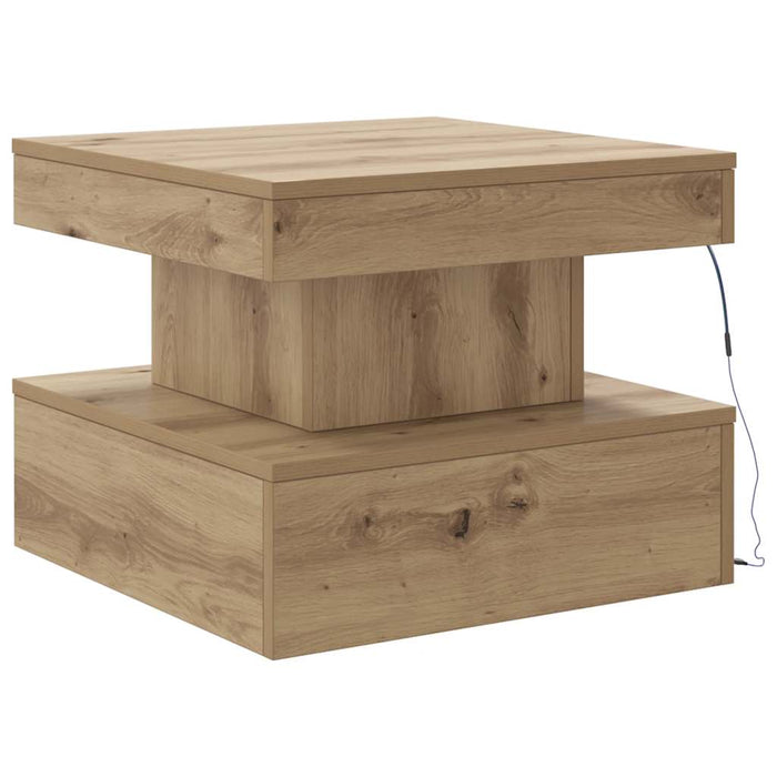 Măsuță de cafea cu lumini LED, stejar artizanal, 50x50x40 cm - WALTI WALTI