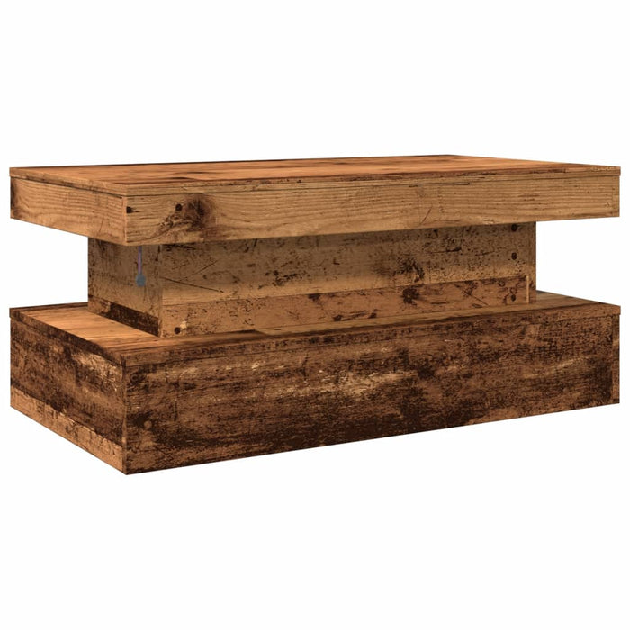 Măsuță de cafea cu lumini LED, lemn vechi, 90x50x40 cm WALTI