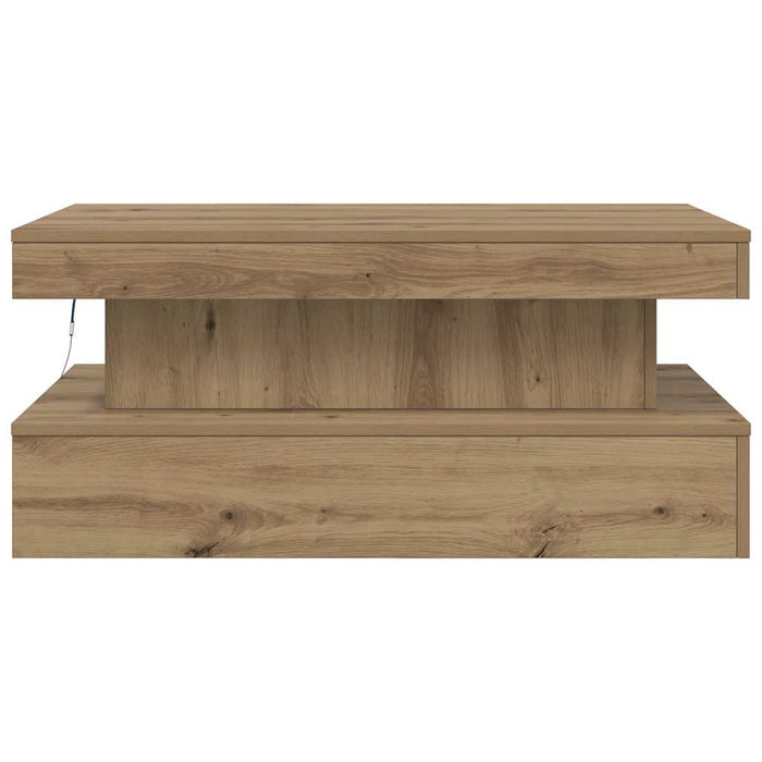 Măsuță de cafea cu lumini LED, stejar artizanal, 90x50x40 cm - WALTI WALTI