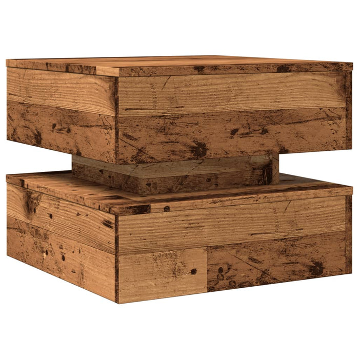 Măsuță de cafea cu lumini LED, lemn vechi, 50x50x40 cm - WALTI WALTI