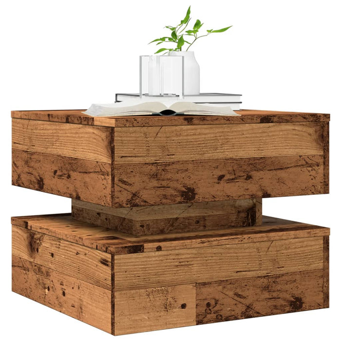 Măsuță de cafea cu lumini LED, lemn vechi, 50x50x40 cm - WALTI WALTI