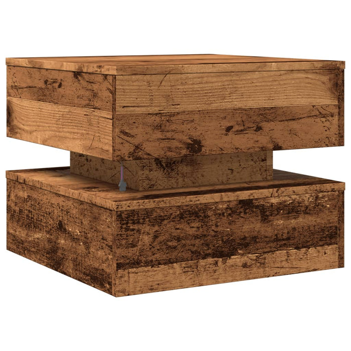 Măsuță de cafea cu lumini LED, lemn vechi, 50x50x40 cm - WALTI WALTI