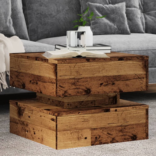 Măsuță de cafea cu lumini LED, lemn vechi, 50x50x40 cm - WALTI WALTI