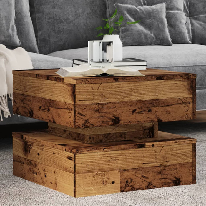 Măsuță de cafea cu lumini LED, lemn vechi, 50x50x40 cm - WALTI WALTI