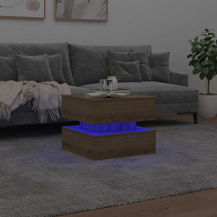 Măsuță de cafea cu lumini LED, stejar artizanal, 50x50x40 cm - WALTI WALTI